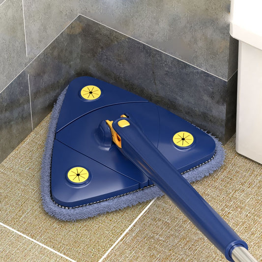 Esfregão de Limpeza Triangular 360 com cabo telescópico para Limpeza Doméstica de Teto e Parede, com Auto Drenagem para Limpar Pisos e Azulejos.